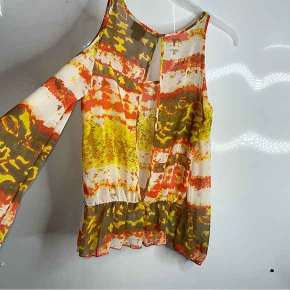 Cold Shoulder Split Open Back Blouse sz M - Picture 13 of 13